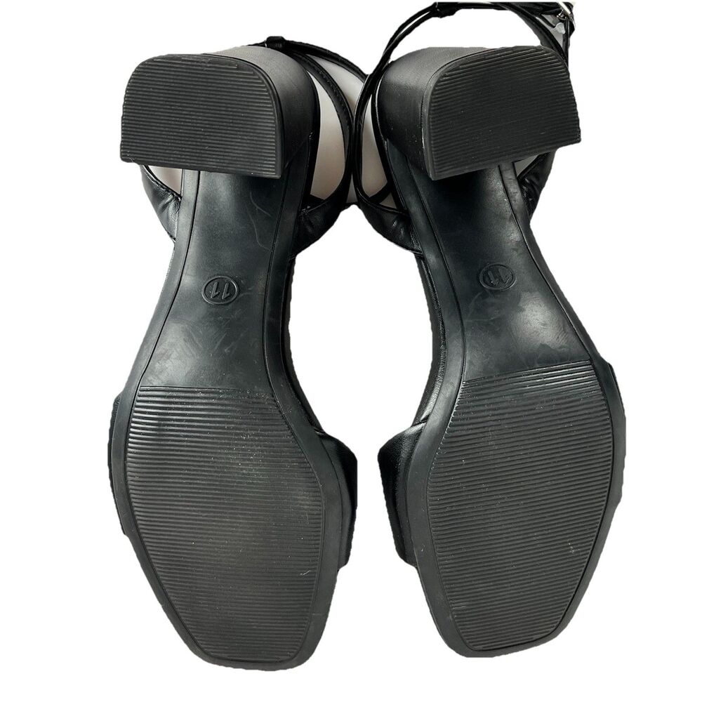 Women Black Block Heel Sandals Ankle Strap Memory Foam Size 11 - Picture 9 of 11